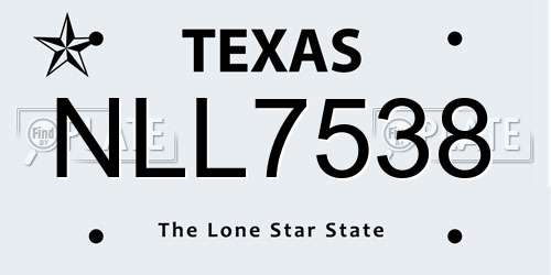 NLL7538 Texas License Plate