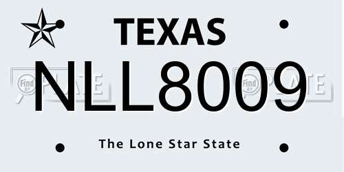 NLL8009 Texas License Plate