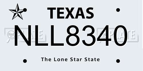 NLL8340 Texas License Plate