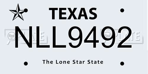 NLL9492 Texas License Plate