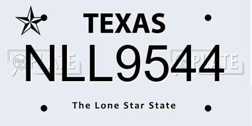 NLL9544 Texas License Plate