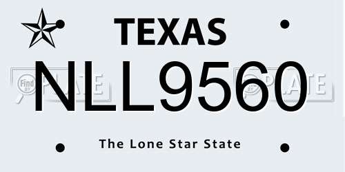 NLL9560 Texas License Plate