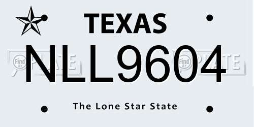 NLL9604 Texas License Plate