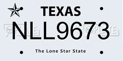 NLL9673 Texas License Plate