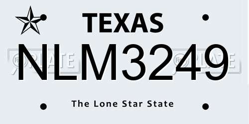 NLM3249 Texas License Plate