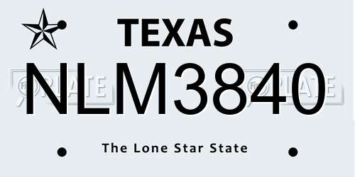NLM3840 Texas License Plate