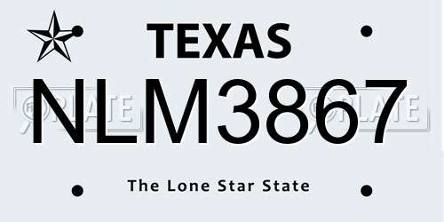 NLM3867 Texas License Plate