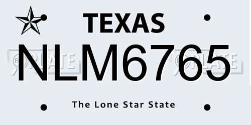 NLM6765 Texas License Plate