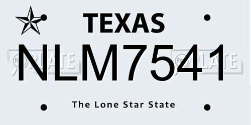 NLM7541 Texas License Plate
