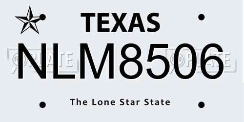 NLM8506 Texas License Plate
