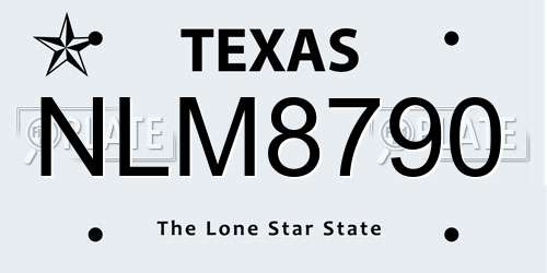 NLM8790 Texas License Plate