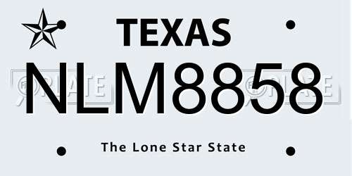 NLM8858 Texas License Plate