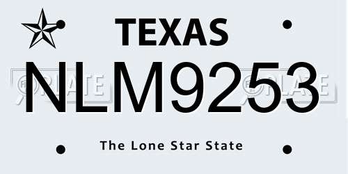 NLM9253 Texas License Plate