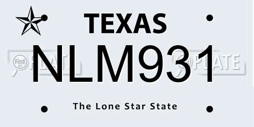 NLM931 Texas License Plate