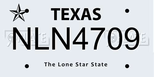 NLN4709 Texas License Plate
