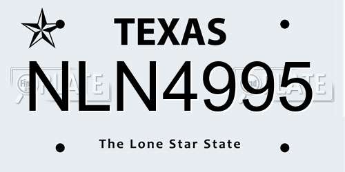 NLN4995 Texas License Plate