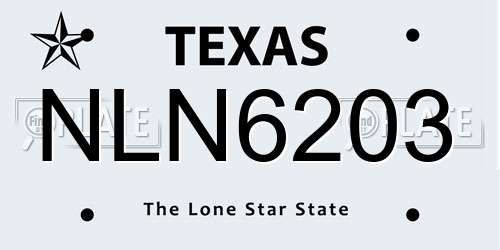 NLN6203 Texas License Plate
