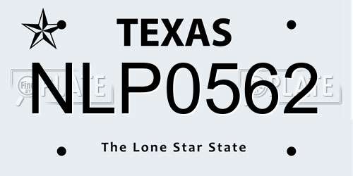 NLP0562 Texas License Plate