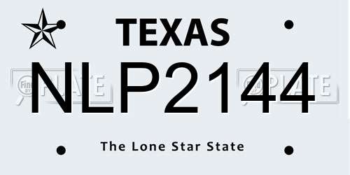 NLP2144 Texas License Plate