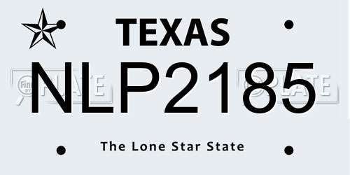 NLP2185 Texas License Plate
