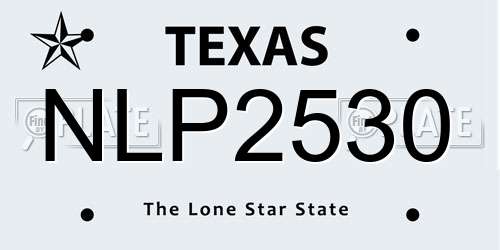 NLP2530 Texas License Plate