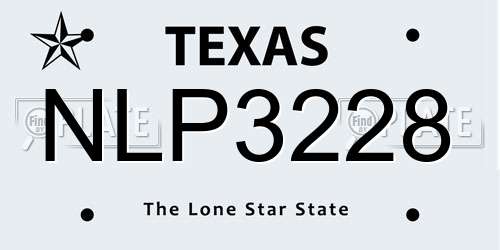 NLP3228 Texas License Plate