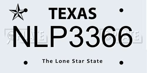 NLP3366 Texas License Plate