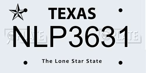 NLP3631 Texas License Plate