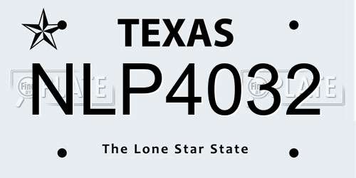 NLP4032 Texas License Plate