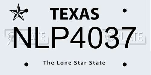 NLP4037 Texas License Plate