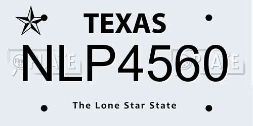 NLP4560 Texas License Plate
