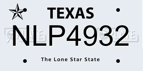 NLP4932 Texas License Plate