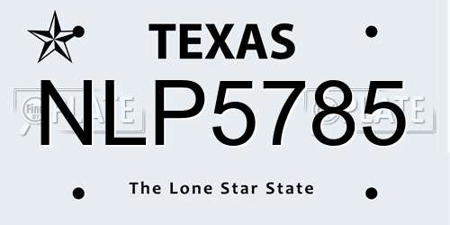 NLP5785 Texas License Plate