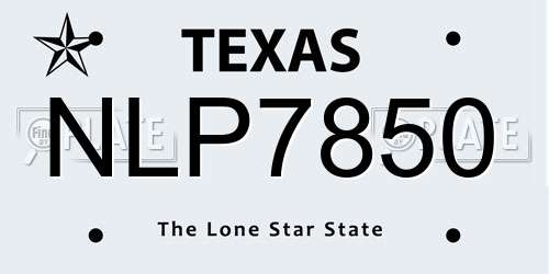 NLP7850 Texas License Plate