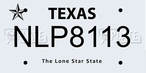 NLP8113 Texas License Plate
