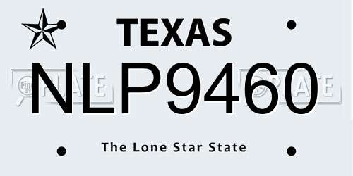 NLP9460 Texas License Plate