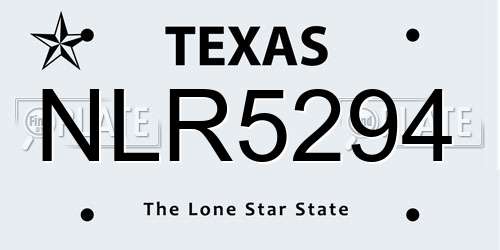 NLR5294 Texas License Plate
