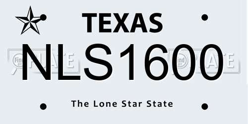 NLS1600 Texas License Plate