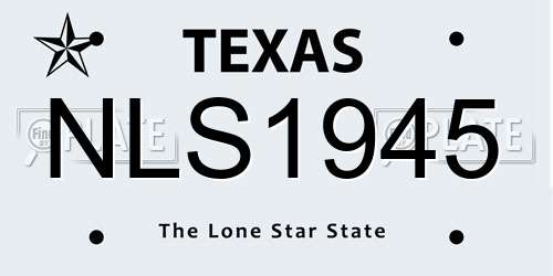 NLS1945 Texas License Plate
