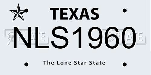 NLS1960 Texas License Plate