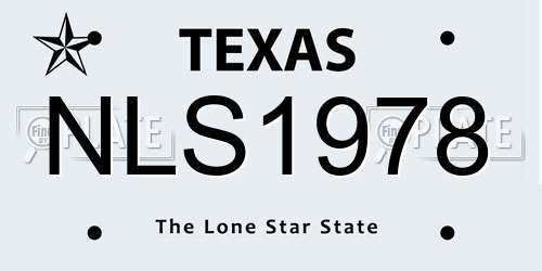 NLS1978 Texas License Plate