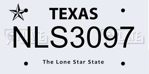 NLS3097 Texas License Plate