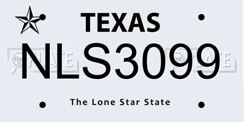 NLS3099 Texas License Plate
