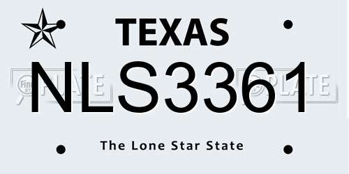 NLS3361 Texas License Plate