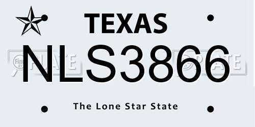 NLS3866 Texas License Plate