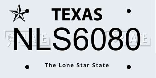 NLS6080 Texas License Plate