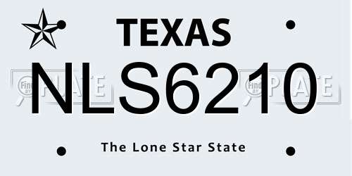 NLS6210 Texas License Plate
