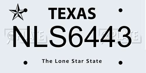 NLS6443 Texas License Plate