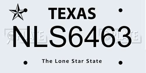 NLS6463 Texas License Plate