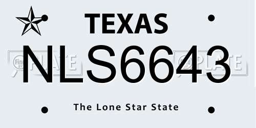 NLS6643 Texas License Plate